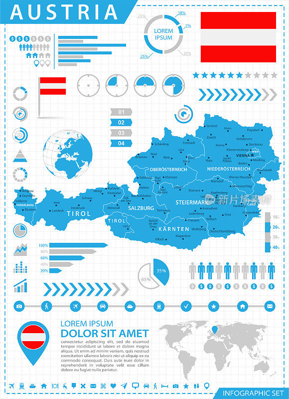 奥地利地图-信息图向量
