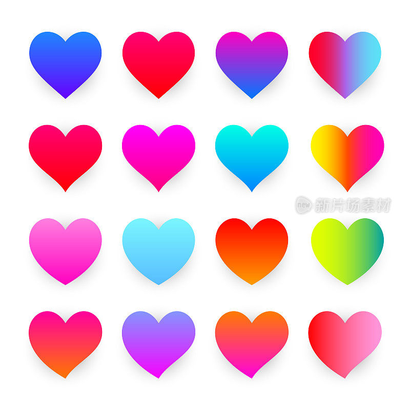 收集多彩的梯度心图标