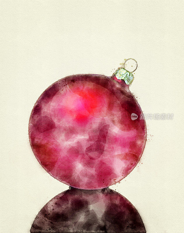 一个红色圣诞小玩意的水彩画