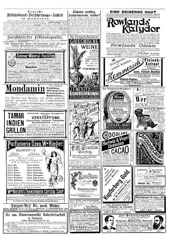 德国杂志1887上的广告，包括《蒙达明》