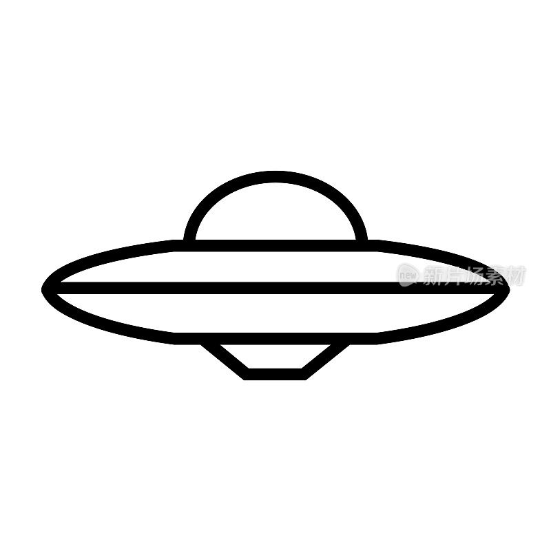 Ufo线图标，飞碟矢量标志孤立在白色背景上