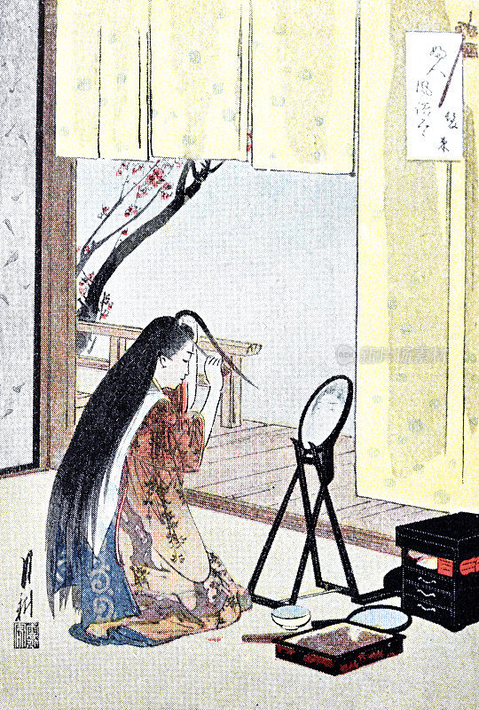 在日本，一名女子正在设计她的头发