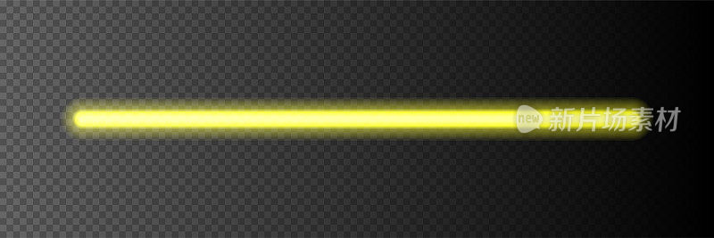 透明背景霓虹灯棒。黄色led线发光矢量插图。为聚会或俱乐部设计的电子色彩