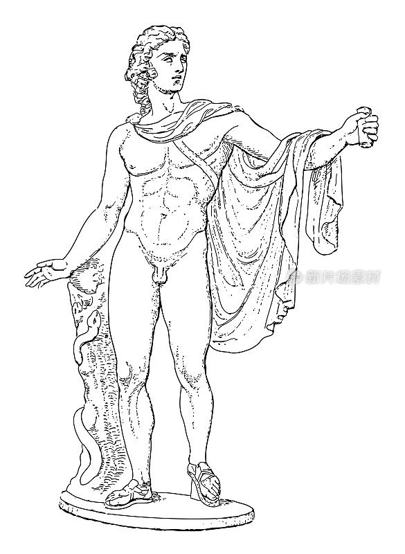 阿波罗雕像——古老的雕刻插图