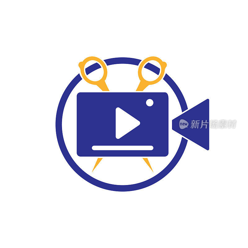 电影电影编辑矢量标志设计。视频编辑logo概念。