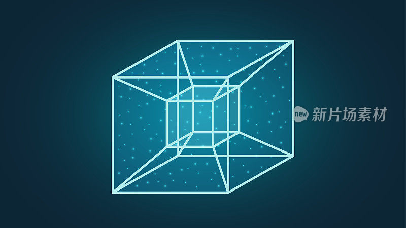 宇宙魔方是一个四维超立方体，是四维空间中普通三维立方体的类似物。宇宙魔方在深蓝色的背景和飞行的闪光