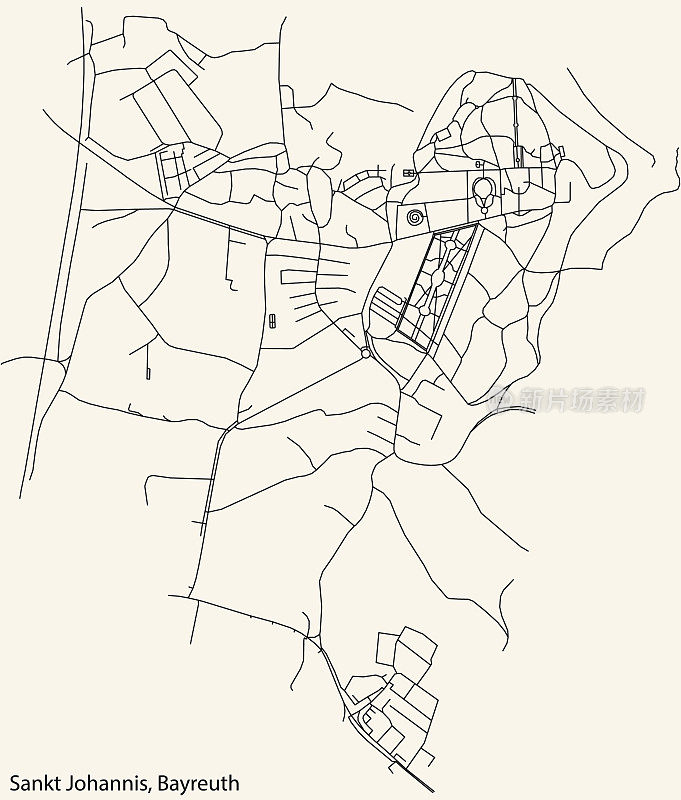 拜罗伊特圣约翰尼斯区的街道地图