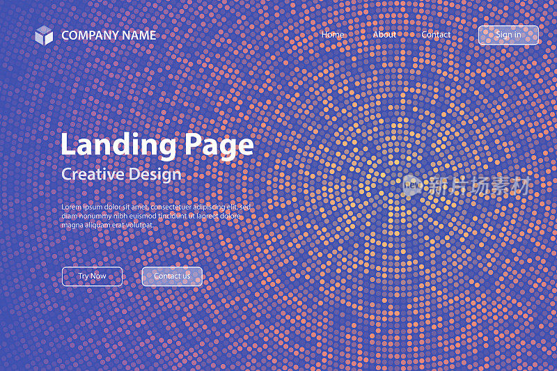 登陆页面模板-抽象紫色半色调背景与点-新潮的设计