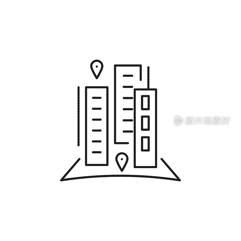 公寓大楼线条图标可编辑笔画