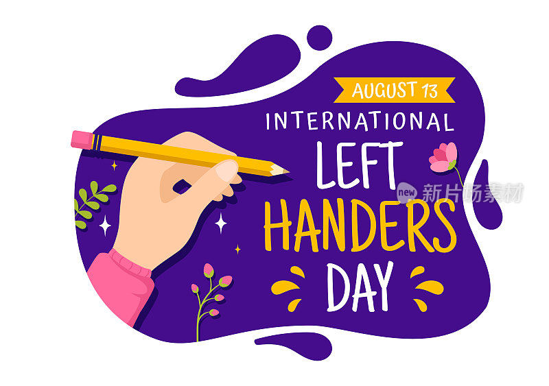 快乐的左撇子日庆祝矢量插图提高在平面卡通手绘模板中左撇子的自豪感