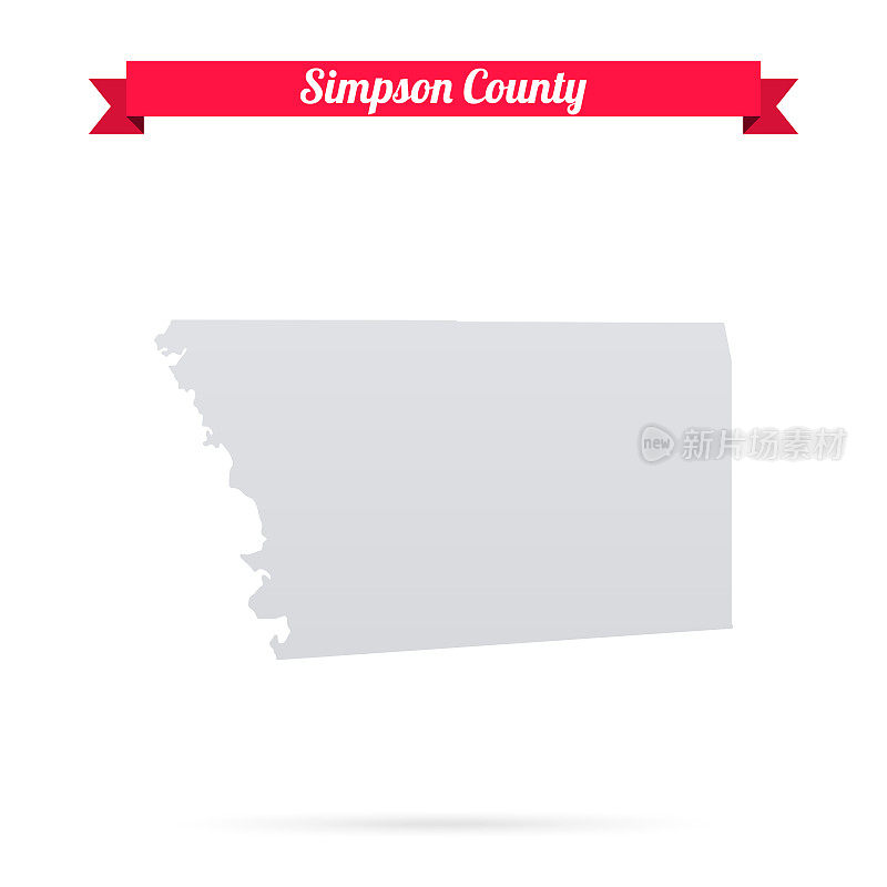 辛普森县，密西西比。白底红旗地图