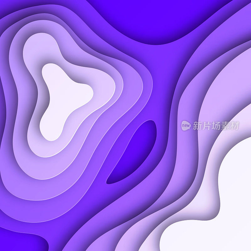 剪纸背景-紫色抽象流体形状-新潮的3D设计