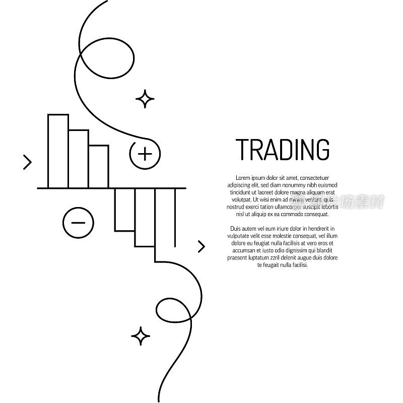 连续线绘制的交易图标。手绘符号矢量插图。
