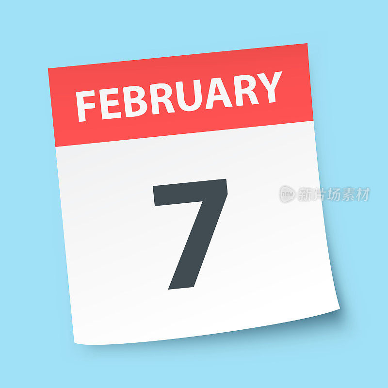 2月7日-蓝色背景的每日日历