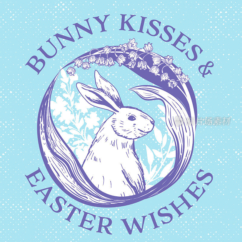可爱的复活节卡片手绘兔子和铃兰