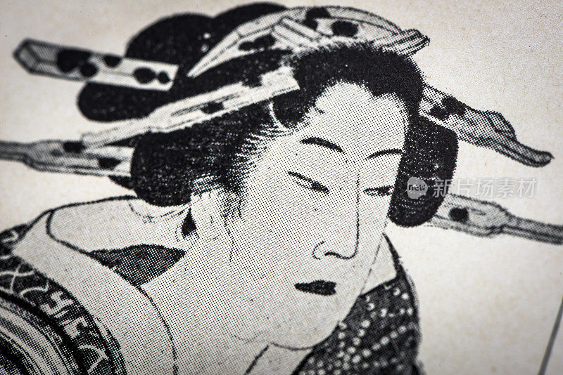 古董日本插图:女人由清光鸟居