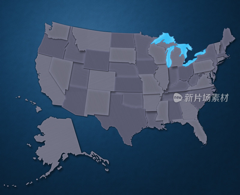 美国地图(蓝钢)
