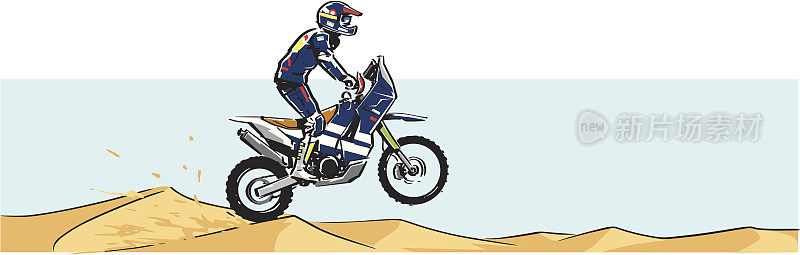 越野摩托车穿越沙漠