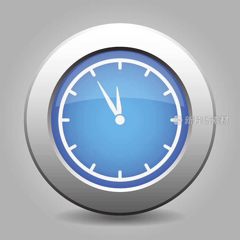 蓝色金属按钮，白色最后一分钟时钟图标
