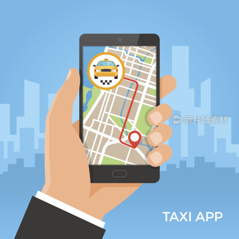 出租车服务和gps导航概念