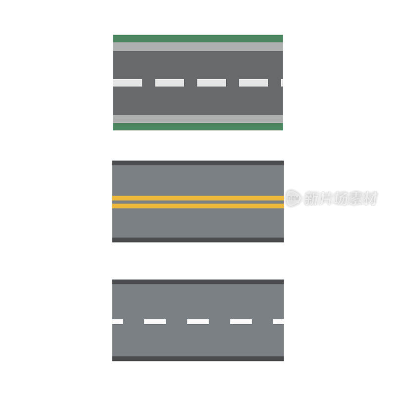 模板集直路沥青公路公路矢量插图沥青道路旅程运输