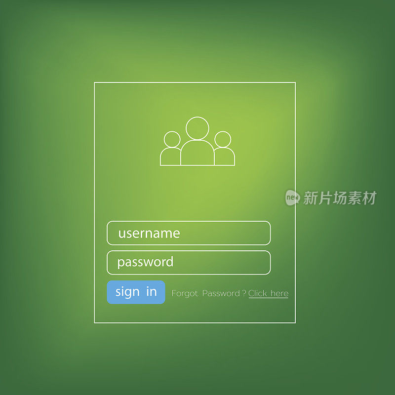 向量登录表单ui元素上的绿色背景