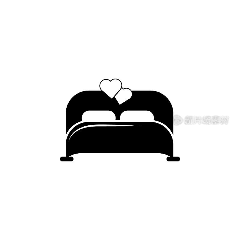 床的情人偶像。情人图标。婚礼元素图标。优质的平面设计。标志，符号收集图标为网站，网页设计，移动，信息图形