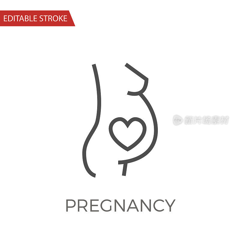 怀孕细线矢量图标。