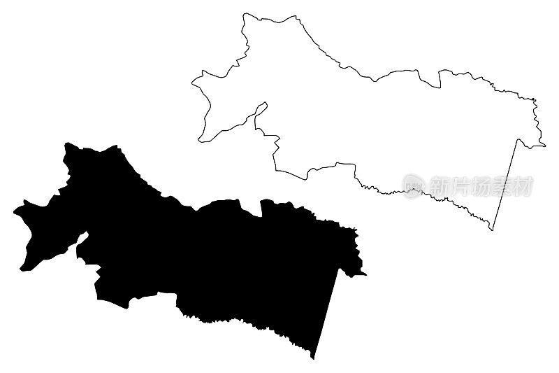 奥雷拉纳省(厄瓜多尔共和国，厄瓜多尔省)地图矢量插图，奥雷拉纳手绘地图