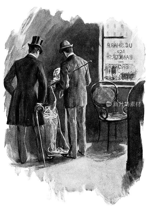 19世纪，美国纽约，人们在看银行的自动收报机