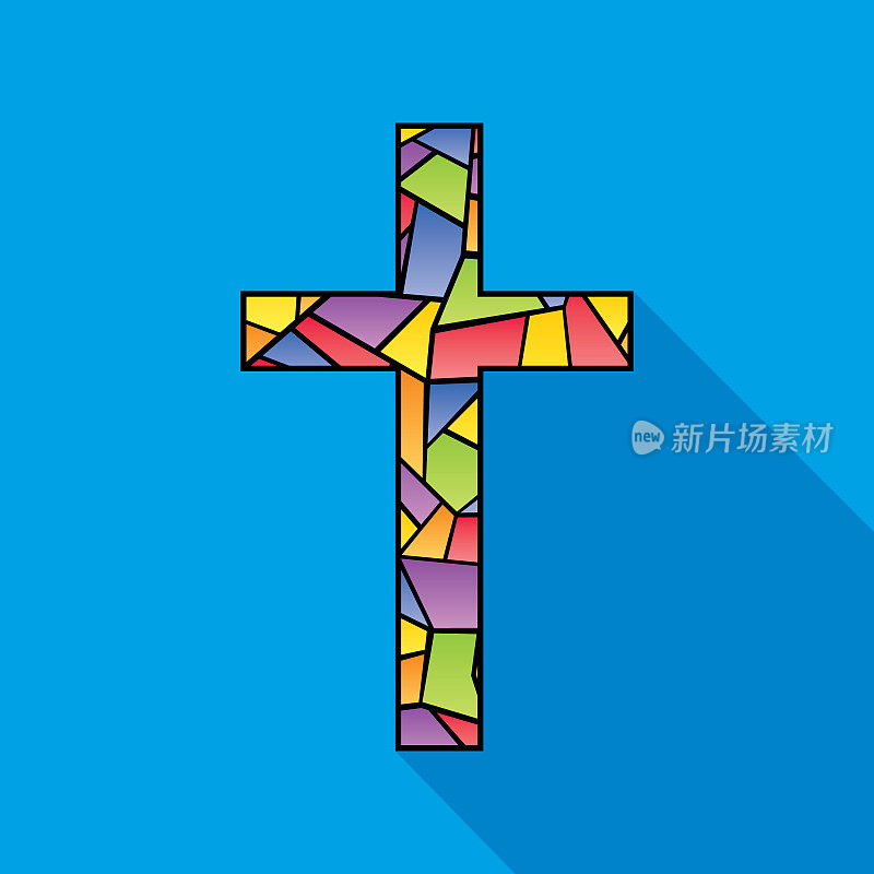 彩色玻璃宗教十字架图标
