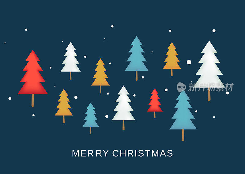 圣诞贺卡和圣诞树。向量