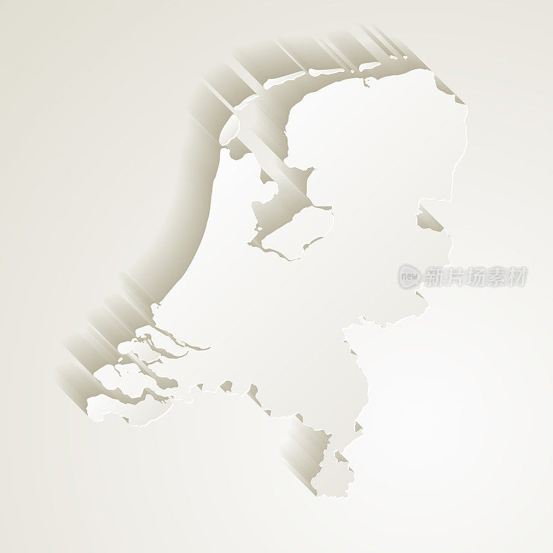 荷兰地图与剪纸效果空白背景