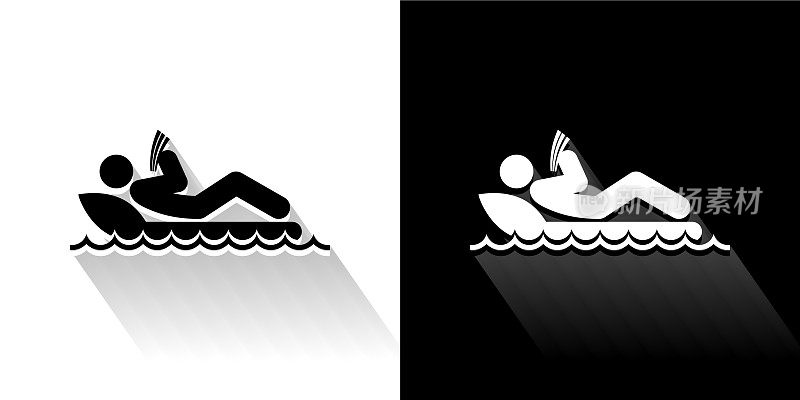 棍图日光浴黑色和白色与长影子图标