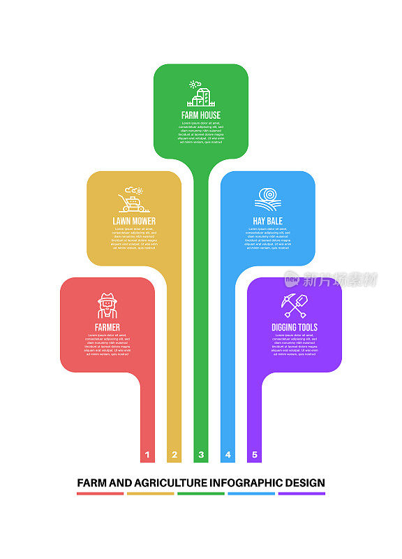 与农场和农业关键字和图标的信息图表设计模板