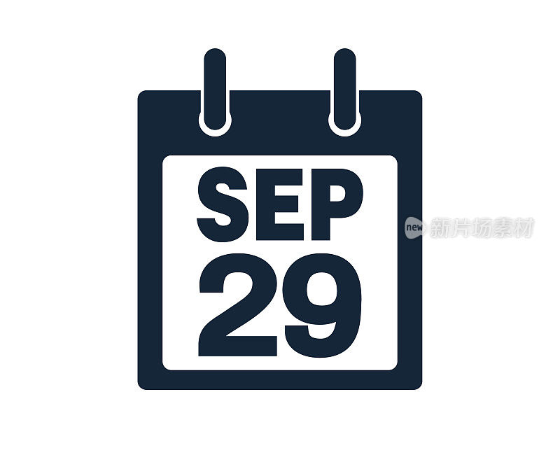 9月29日日历图标股票矢量插图