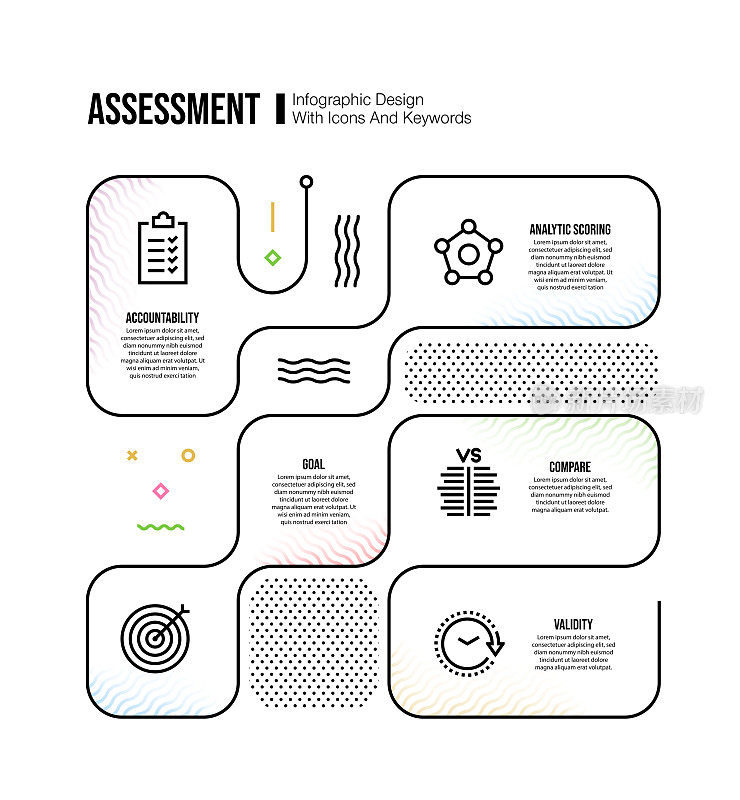 信息图表设计模板与评估关键字和图标