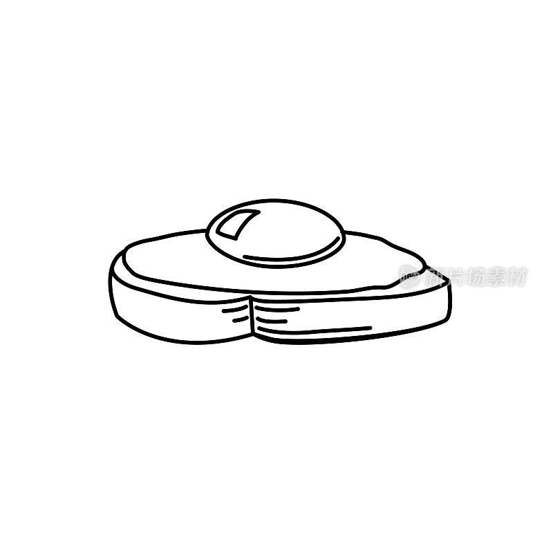 荷包蛋烤面包早餐图标在细线风格