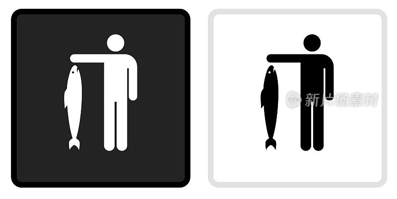 捕获的鱼图标上的黑色按钮与白色翻转