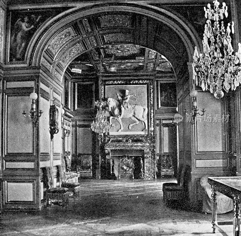 弗朗西斯一世画廊在Ch?teau德枫丹白露枫丹白露，法国- 19世纪