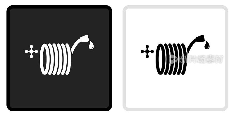 花园软管图标上的黑色按钮与白色翻转