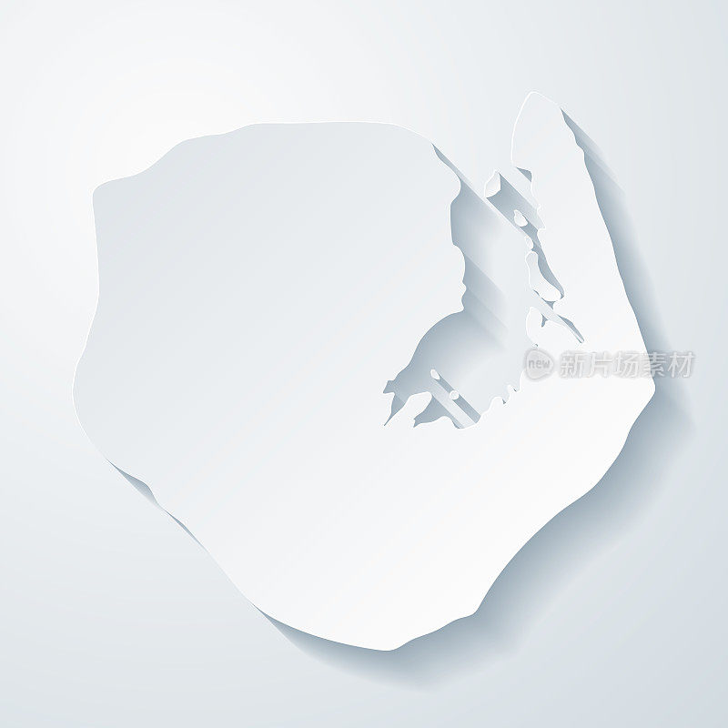 欧罗巴岛地图与剪纸效果的空白背景