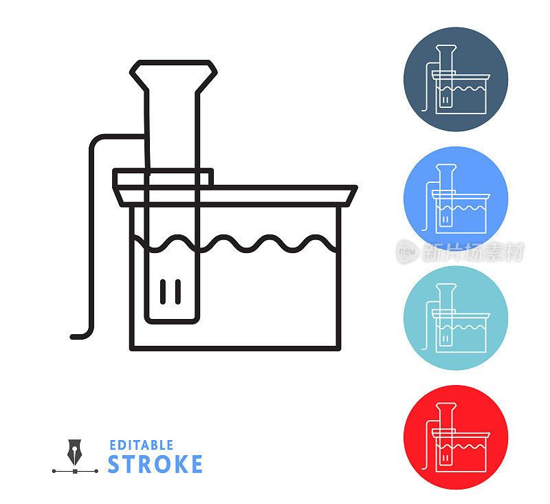 厨房和烹饪真空烹调细线图标-可编辑的笔画
