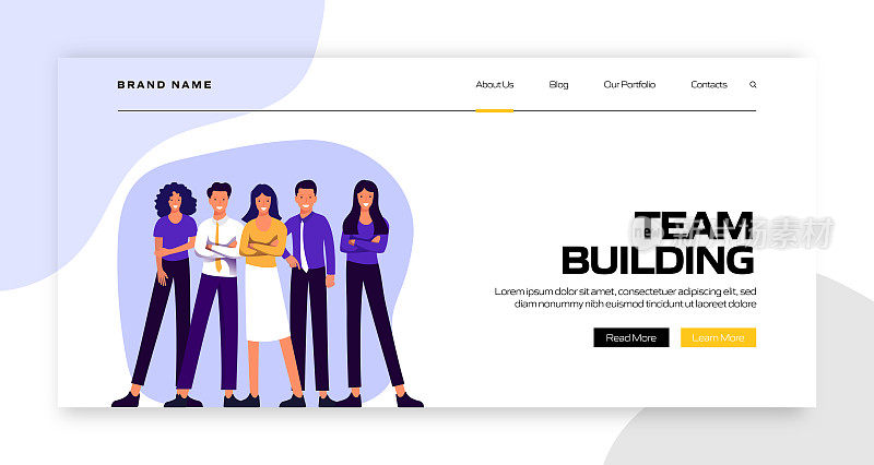团队建设概念矢量插图登陆页面模板，网站横幅，广告和营销材料，在线广告，业务演示等。