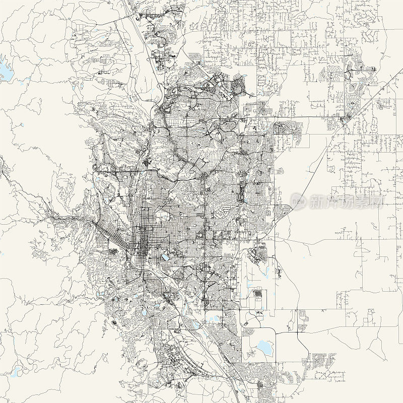 科罗拉多斯普林斯，美国科罗拉多州矢量地图