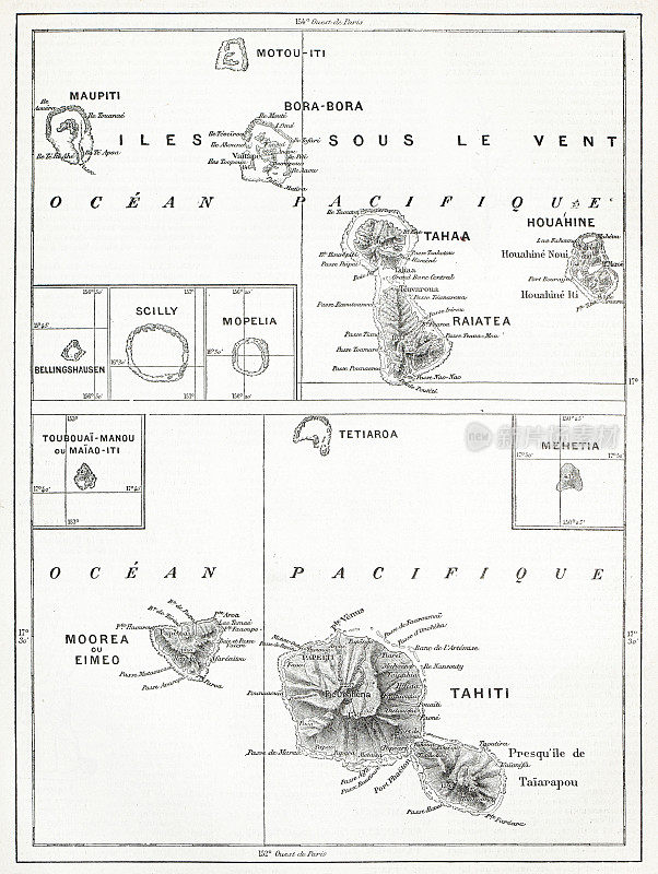 法国塔希提岛古地图