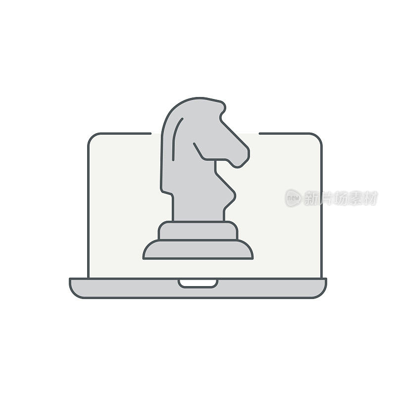 业务战略平线图标与可编辑的描边