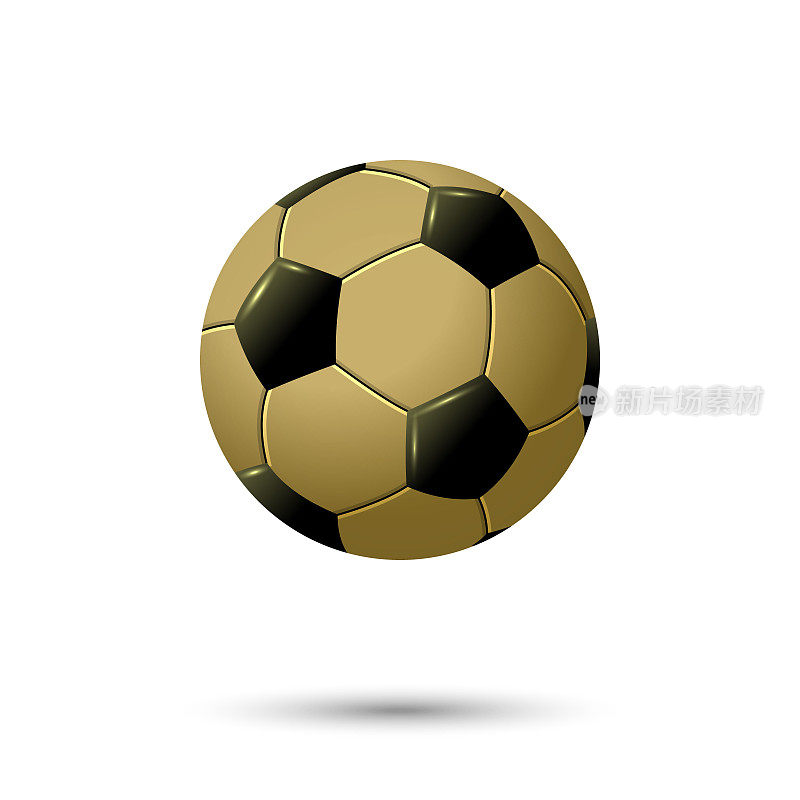 3d金色足球或足球孤立在白色背景
