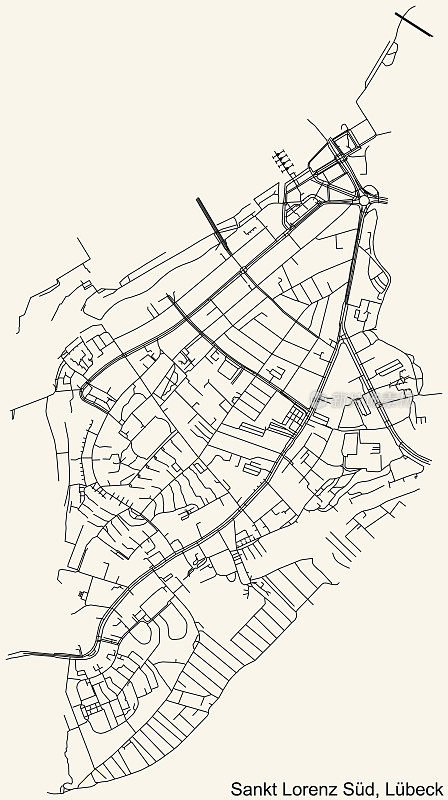 街道街道地图:LORENZ-SÜD区，LÜBECK