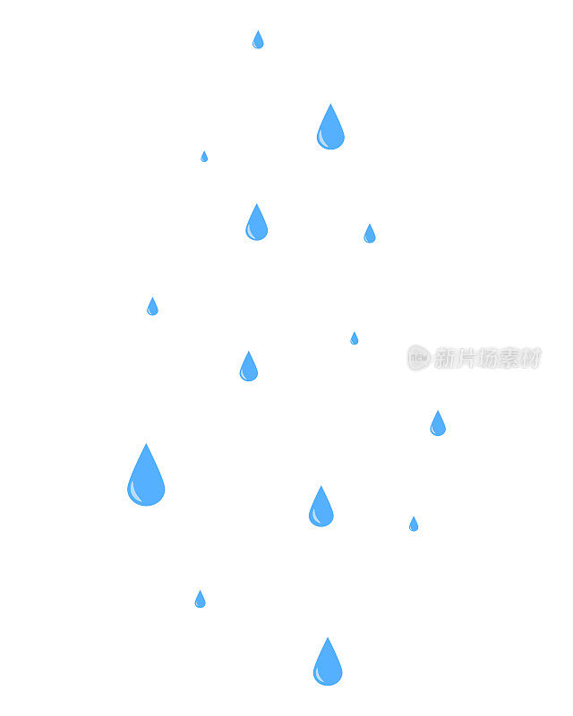 下降。液态水从上往下滴。蓝色的雨滴从天空落下。苍天哭的是纯洁的眼泪。